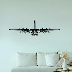 C-130H Hercules Front Airplanes Arte murale in metallo / Arte murale con aeroplani / Decorazione per la casa con aeroplani l Decorazione in metallo regalo l Decorazione minimalista