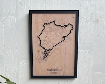 Nürburgring Nordschleife Race Track Wall Art | Laser Engraved Wood