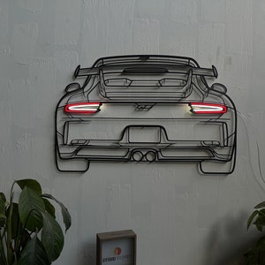 Neon Car Metal Wall Art | Car Wall Art | Gift For Car Lovers  | Metal Wall Art | Metal Car Silhouette l Car Gift Decor | Man Cave