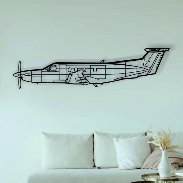 PC 12 Flugzeug Silhouette Metall Wandkunst, Flugzeug Metall Wand Dekor, Geschenk für Hubschrauber Liebhaber, Hubschrauber Silhouette, HelicopterGuy Geschenk