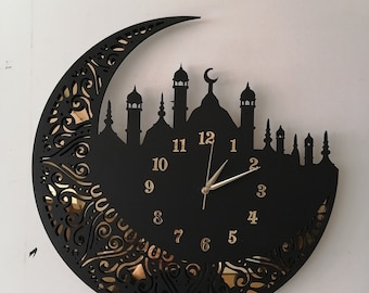 Wooden Islamic Wall Clock,Islamic Clock, Islamic Wall Art, Islamic Home Decor,Arabic Clock