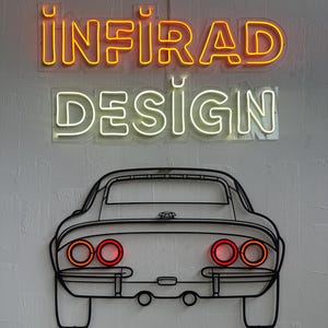 Neon Car Metal Wall Art | Car Wall Art | Gift For Car Lovers  | Metal Wall Art | Metal Car Silhouette l Car Gift Decor | Man Cave