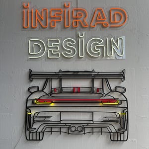 Neon Car Metal Wall Art | Car Wall Art | Gift For Car Lovers  | Metal Wall Art | Metal Car Silhouette l Car Gift Decor | Man Cave