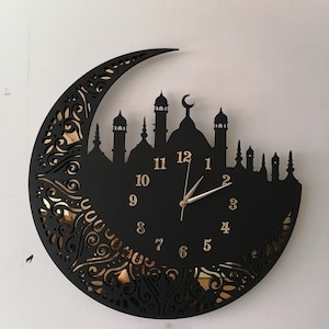 Wooden Islamic Wall Clock,Islamic Clock, Islamic Wall Art, Islamic Home Decor,Arabic Clock