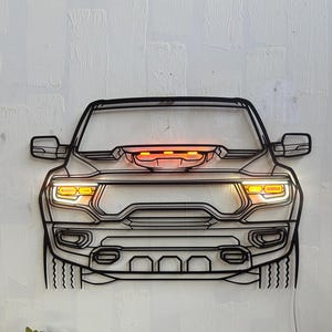 Neon Car Metal Wall Art | Car Wall Art | Gift For Car Lovers  | Metal Wall Art | Metal Car Silhouette l Car Gift Decor | Man Cave