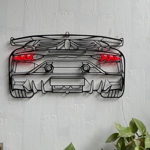 Neon Car Metal Wall Art | Car Wall Art | Gift For Car Lovers  | Metal Wall Art | Metal Car Silhouette l Car Gift Decor | Man Cave
