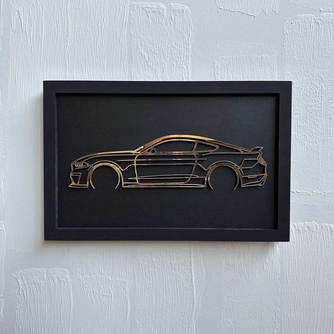 Mustang GT S550 Detailed Silhouette Wood Wall Art Car Silhouette Wall