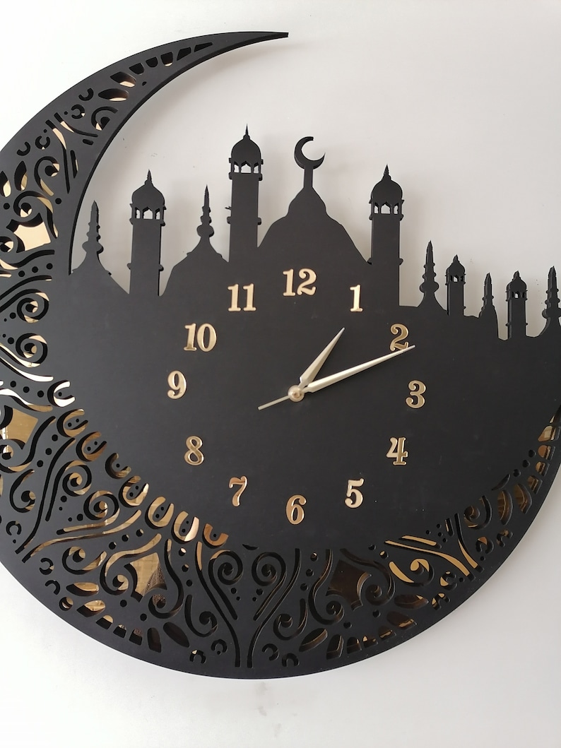 Wooden Islamic Wall Clockislamic Clock Islamic Wall Art Etsy