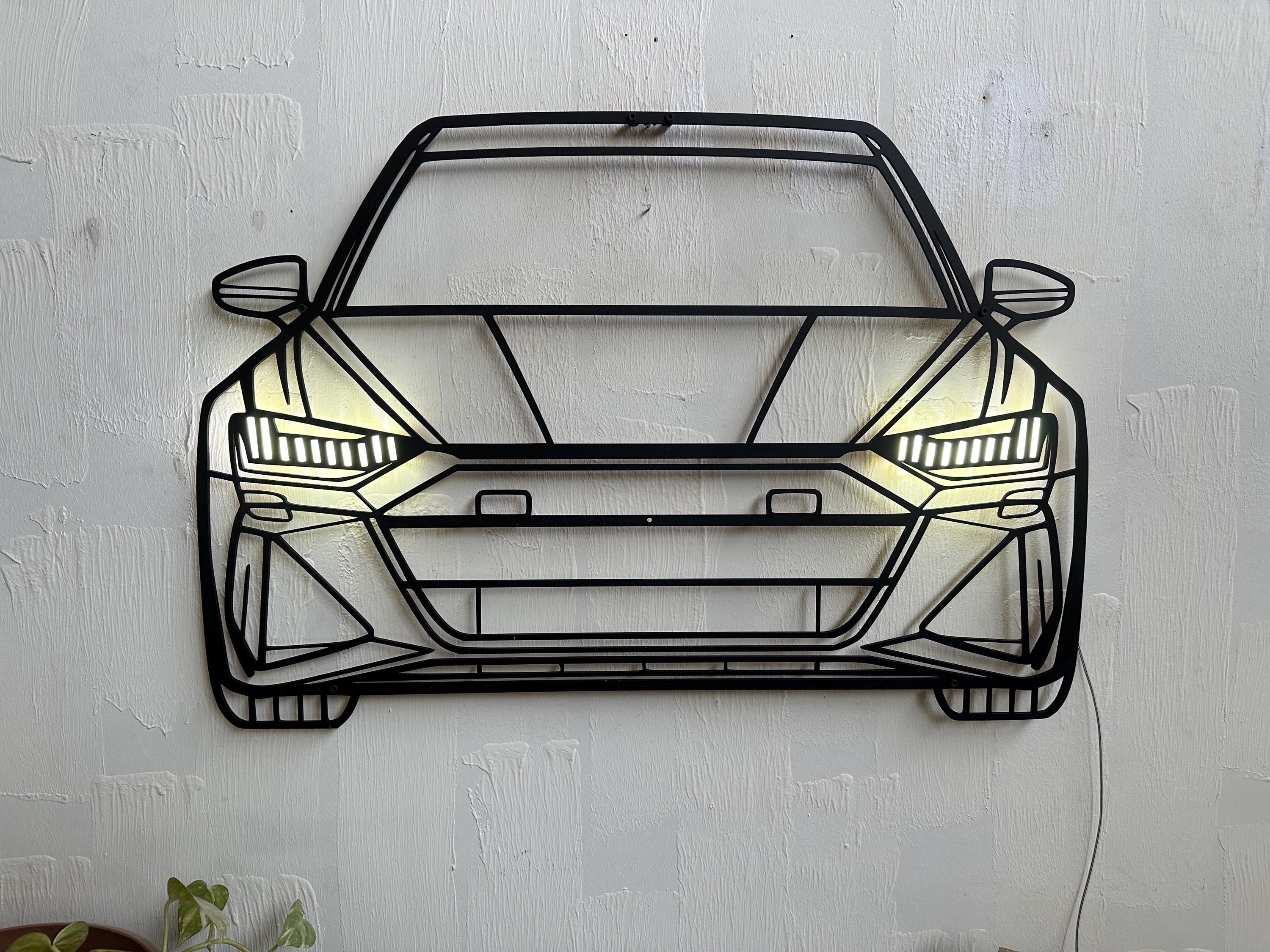 Neon Car Metal Wall Art | Car Wall Art | Gift For Car Lovers  | Metal Wall Art | Metal Car Silhouette l Car Gift Decor | Man Cave