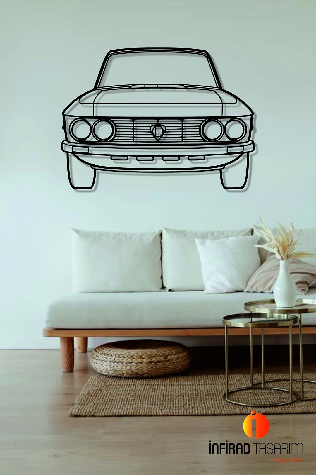 Fulvia 1973 Front Silhouette Metal Wall Art, Car Silhouette Wall Decor