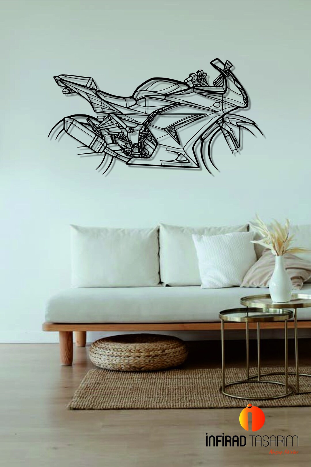 Motorcycle-Themed Scroll Wall Art Decor
