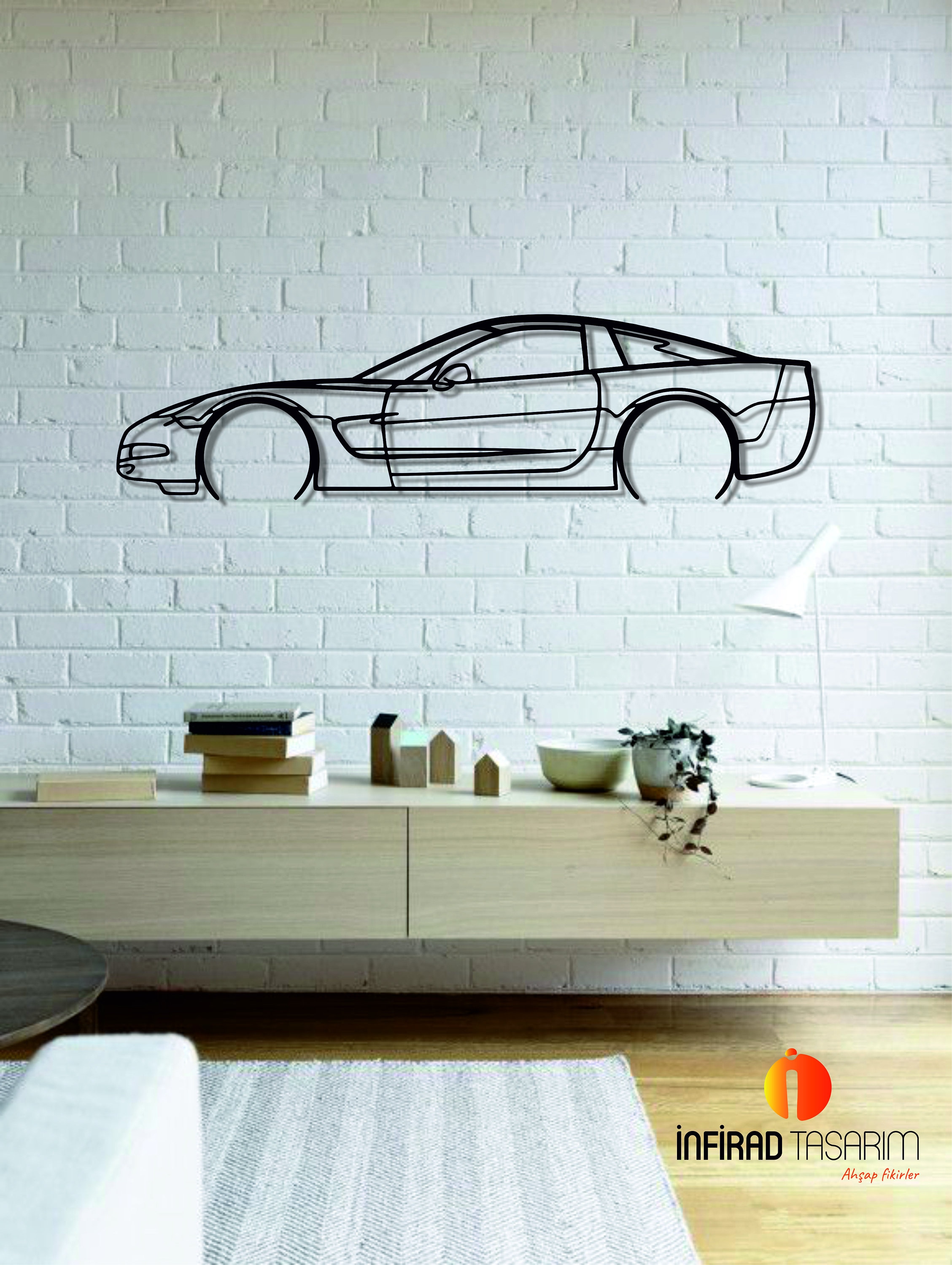 Corvette C5 Detailed Silhouette Metal Wall Art Car Etsy