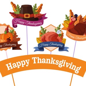 Printable Centerpieces for Thanksgiving Party, Happy Thanksgiving ...