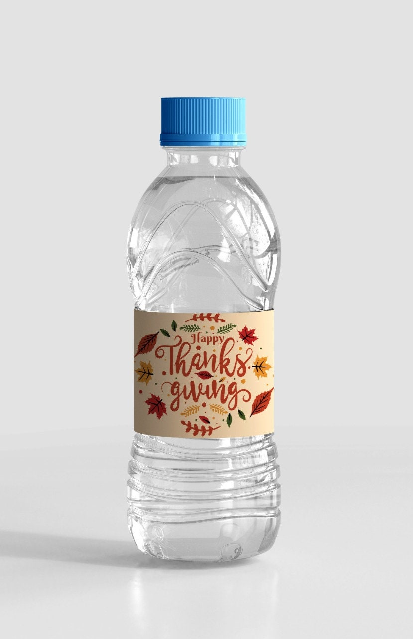 Printable Water Bottle Labels for Thanksgiving Themed Party - Etsy