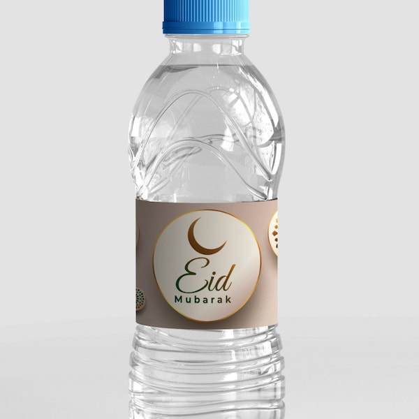 Étiquettes de bouteille d'eau pour l'Aïd al Fitr, téléchargement instantané bricolage, décorations Iftar, étiquettes de bouteille d'eau imprimables