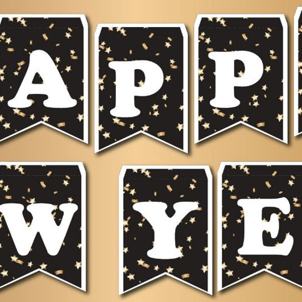 Printable Banner for your New Year Party, DIY Instant Download, Happy New Year digital decoration