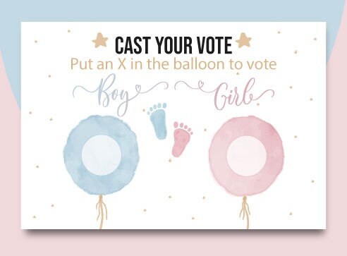 Printable Voting Cards for Gender Reveal Party, Cast Your Vote Boy or ...