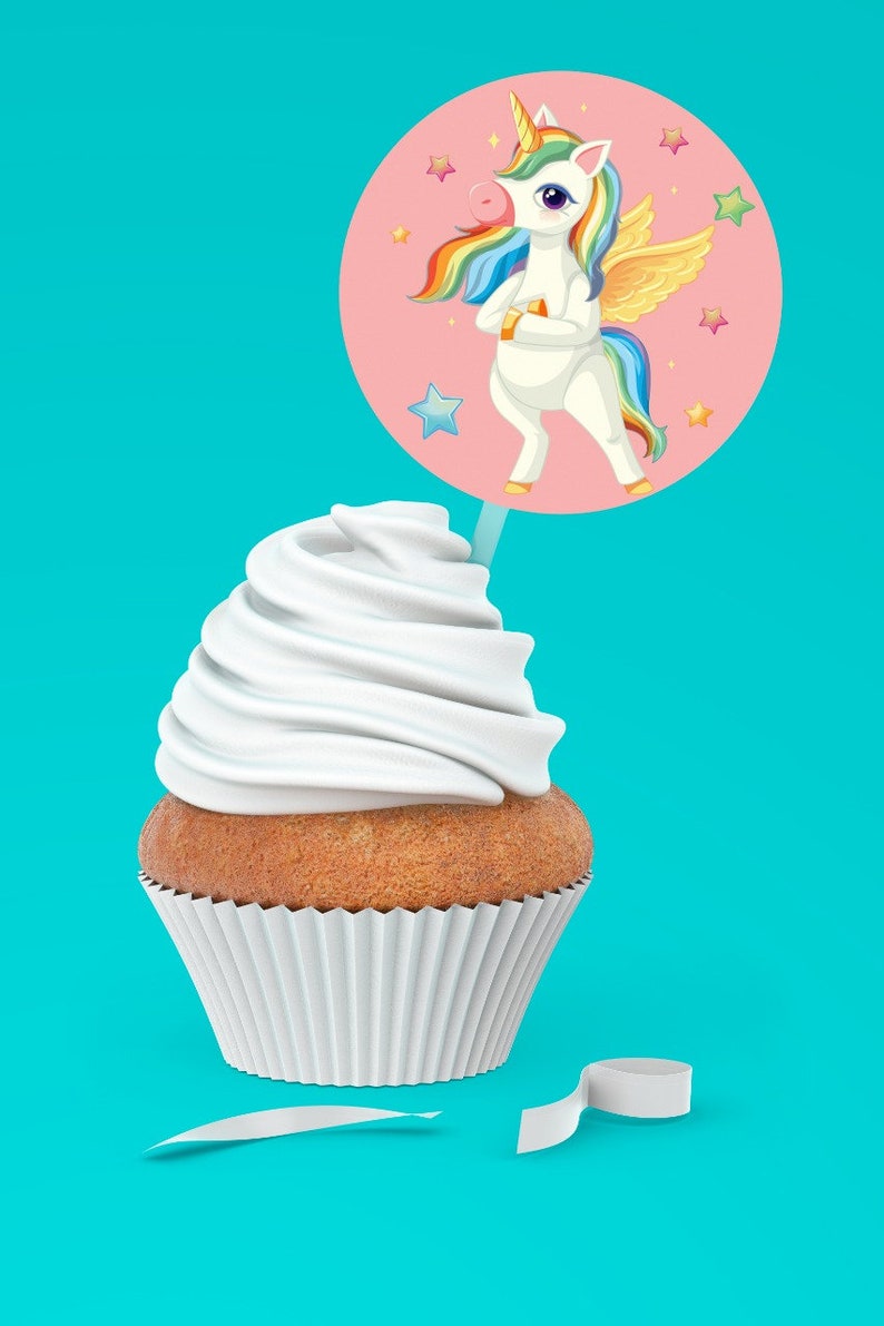 Printable Unicorn Cupcake Toppers 9 Unique Designs Etsy