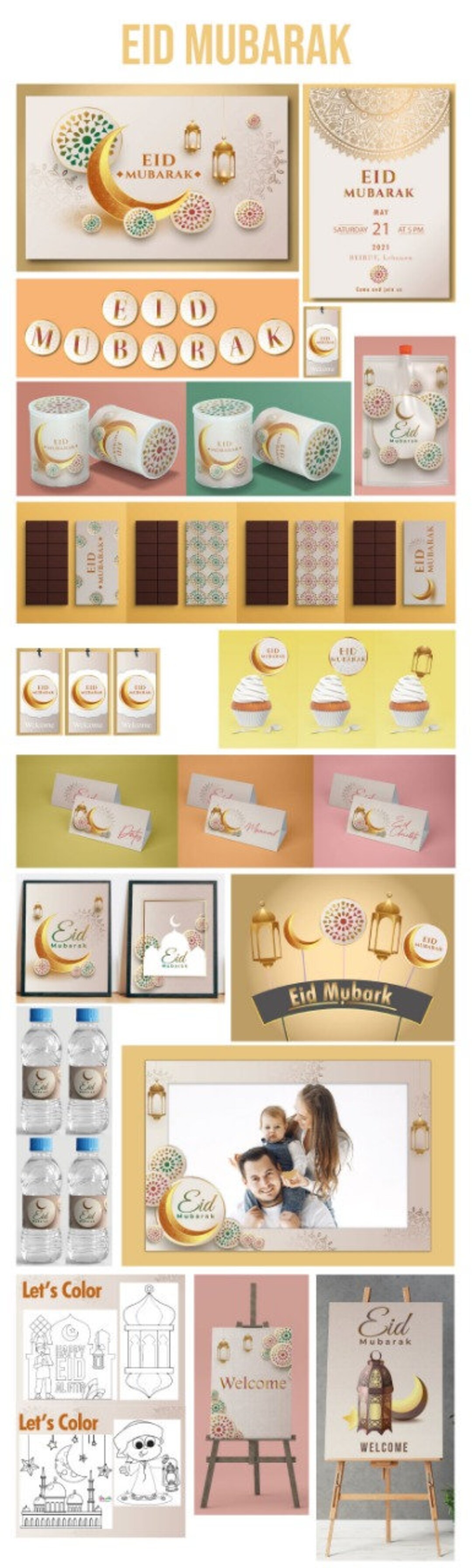 Printable Eid Decoration Bundle, All Eid Items for Your Event, Instant