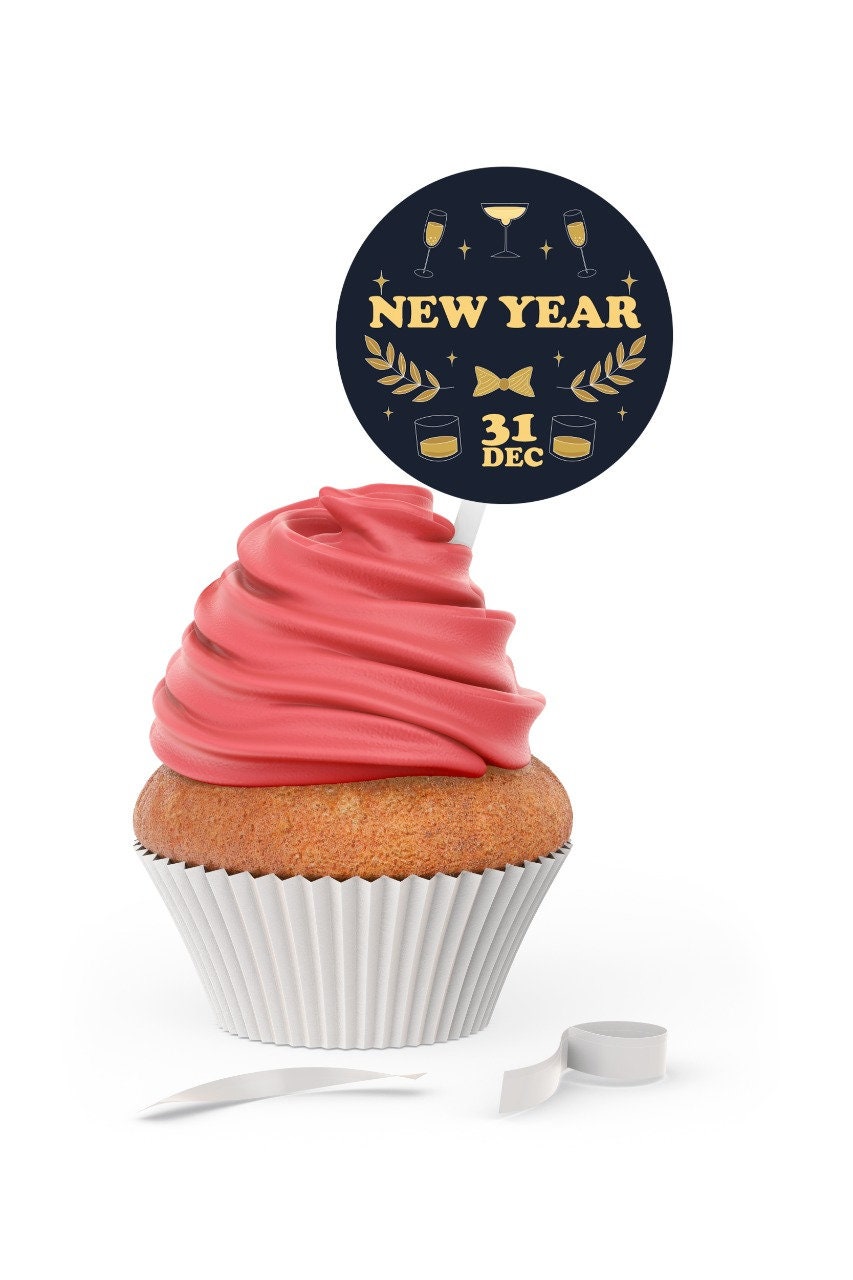 Printable Cupcake Toppers for Your New Year Party DIY Instant - Etsy