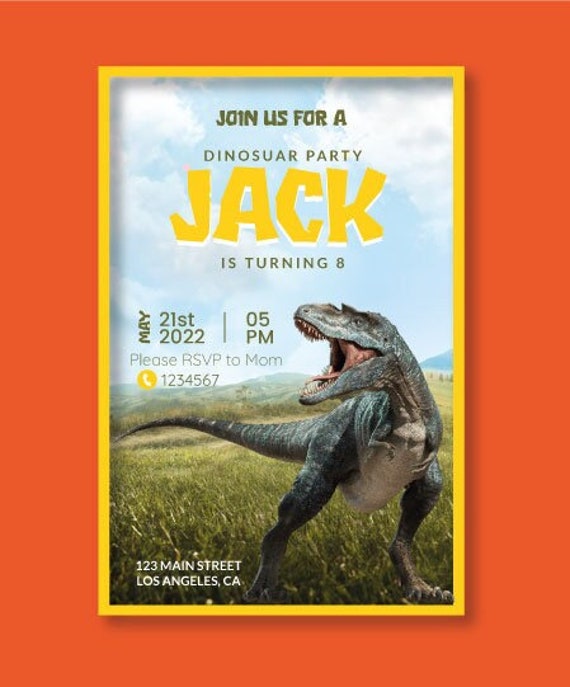 Dinosaur Birthday Party Invitation Printable - Etsy