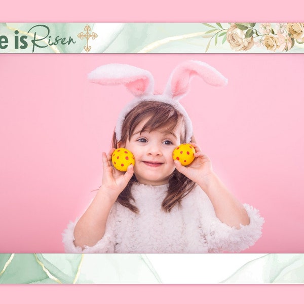 Christian photobooth for Easter celebrations, He is Risen, Easter photo props, Easter lunch decorations, DIY Instant Download