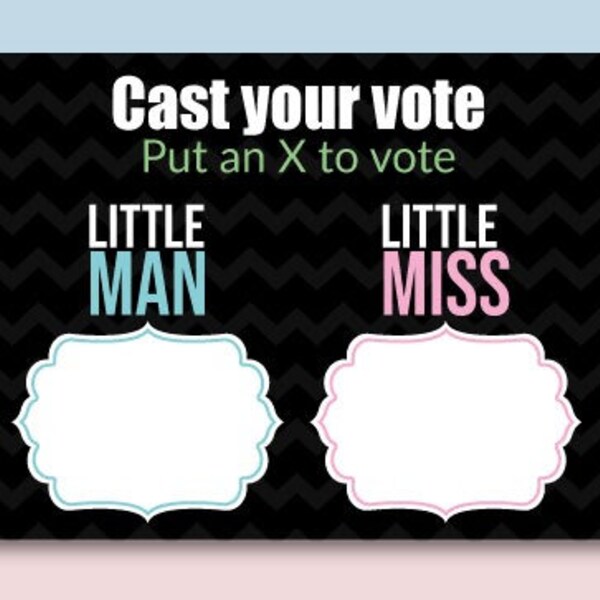 Printable voting cards for Gender Reveal Party, Cast your vote boy or girl, Party decorations, Instant Download, Digital Decoration.