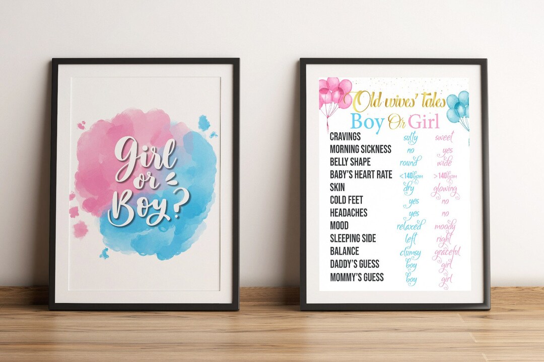 Printable Table Signs for Gender Reveal Parties, Girl or Boy Signs ...