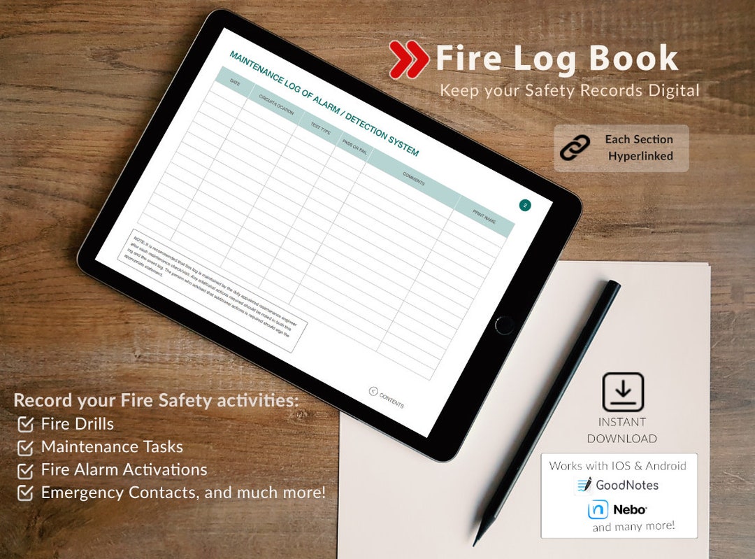 Fire Safety Log Book Digital & Printable Etsy