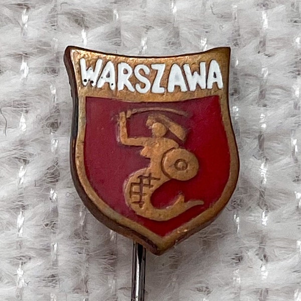 Vintage Warsaw Mermaid Enamel Pin | Antique Warszawa Mermaid Lapel Pin | Vintage Poland Warsaw Badge | Vintage Mermaid Pin | Warsaw Pact