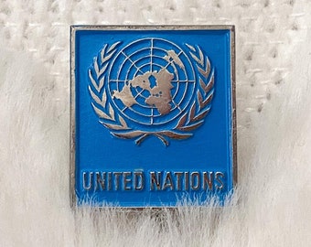 Vintage United Nations Flag Enamel Pin | Antique UN Lapel Pin from 1980s | Vintage United Nations UN Flag Pin | World Peace UN Flag Pin