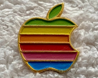 その他 Vintage Apple Logo Pin Vintage Retro Apple Rainbow Logo Enamel Pin - Collectible