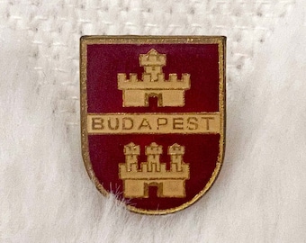 Vintage Budapest Enamel Pin | Antique Budapest Lapel Pin | Vintage Hungarian Budapest Badge | Vintage Hungary Pin | Old Budapest Crest Pin