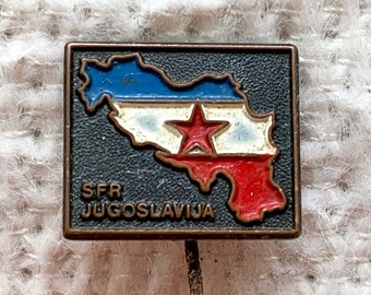 Vintage República Federal Socialista de Yugoslavia Bandera Esmalte Pin / Bandera antigua de Yugoslavia de la década de 1960 / Regalo de bandera de Yugoslavia vintage