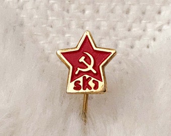 Pin esmaltado antiguo de la Liga de los Comunistas de Yugoslavia / Pin de solapa antiguo Savez komunista Jugoslavije con estrella roja de la década de 1960 / Yugoslavija