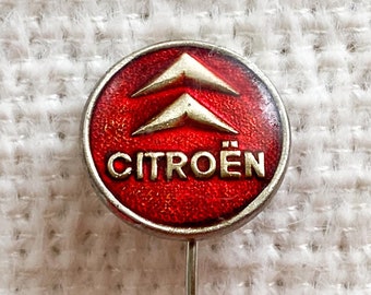 Vintage Citroën Pin | Antique Citroen Lapel Pin from 1960s | Vintage Automobiles Citroën Badge | Vintage Red Citroen Logo Pin | French Car