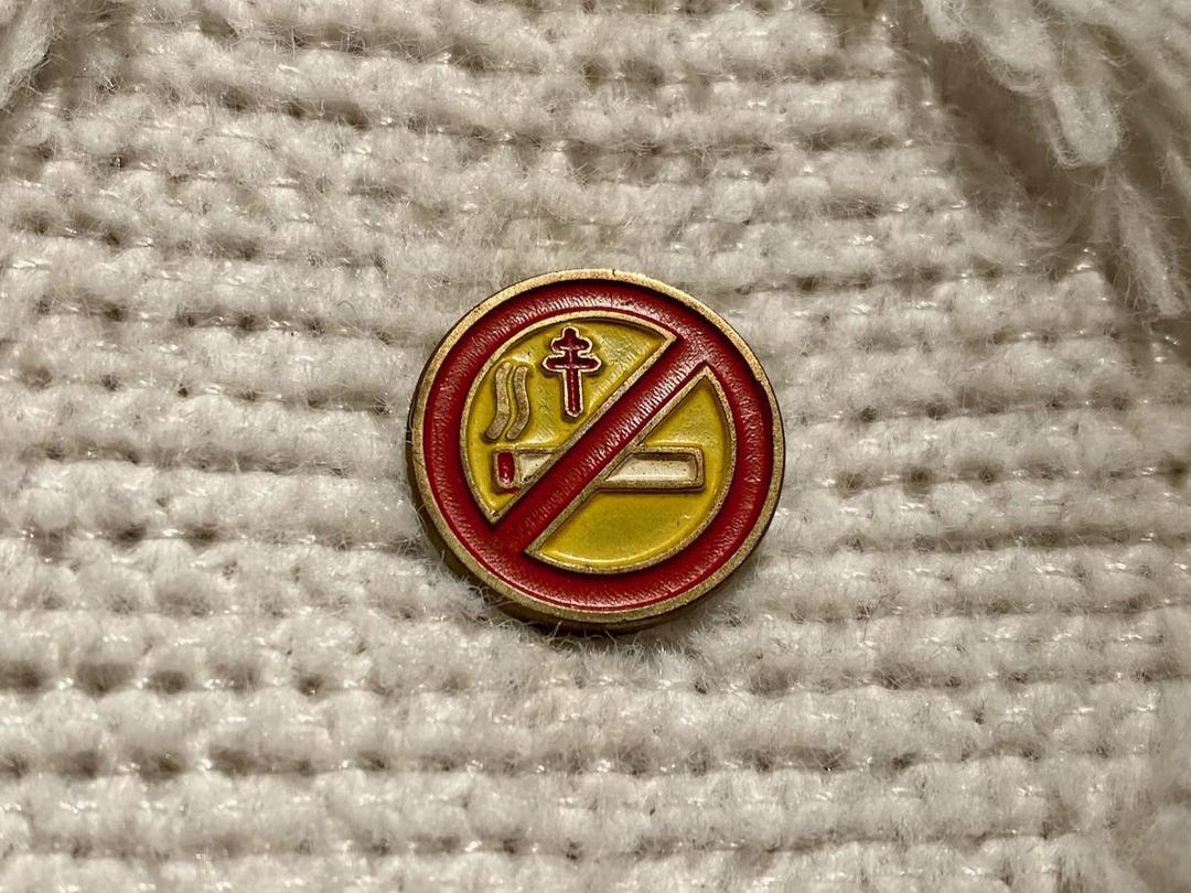 Vintage 1970s No Smoking Cross Enamel Pin Badge – Rare Anti-smoking ...