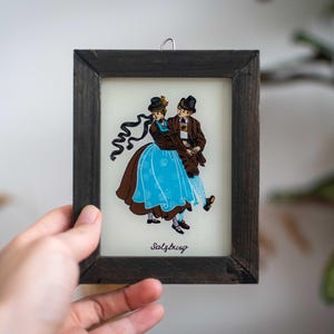 Vintage Miniature Salzburg Folk Art Painting | Traditional Austrian Cultural Wall Decor | 1960s Wooden Framed Art | Austrian Heritage Gift