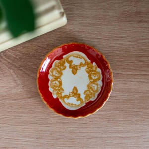 Rare Antique Miniature Decorative Plate by Oscar Schlegelmilch - Made in Germany 1960s - Vintage Porcelain with Floral and Gold Accents