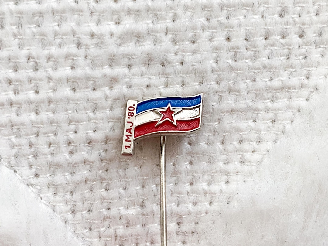 Vintage Yugoslavia Flag Enamel Pin Antique Yugoslavian Flag With Red