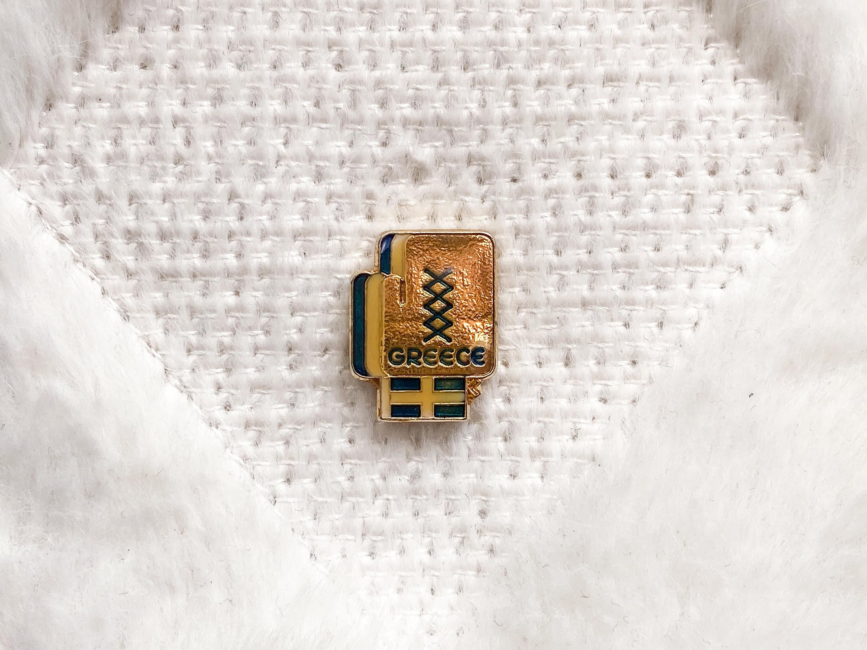 HrelicWaveVintage Vintage Shiny Greece Boxing Federation Lapel Pin | Antique Greek Enamel Pin from 1960s | Antique Greece Helvetia Pin | Boxing Glove Pin