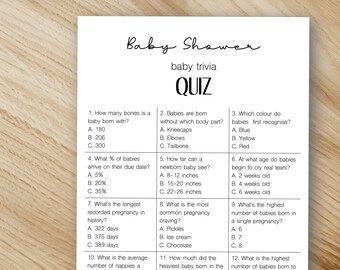Baby Shower Games | Baby Trivia Quiz | Printable | Download | ATN001