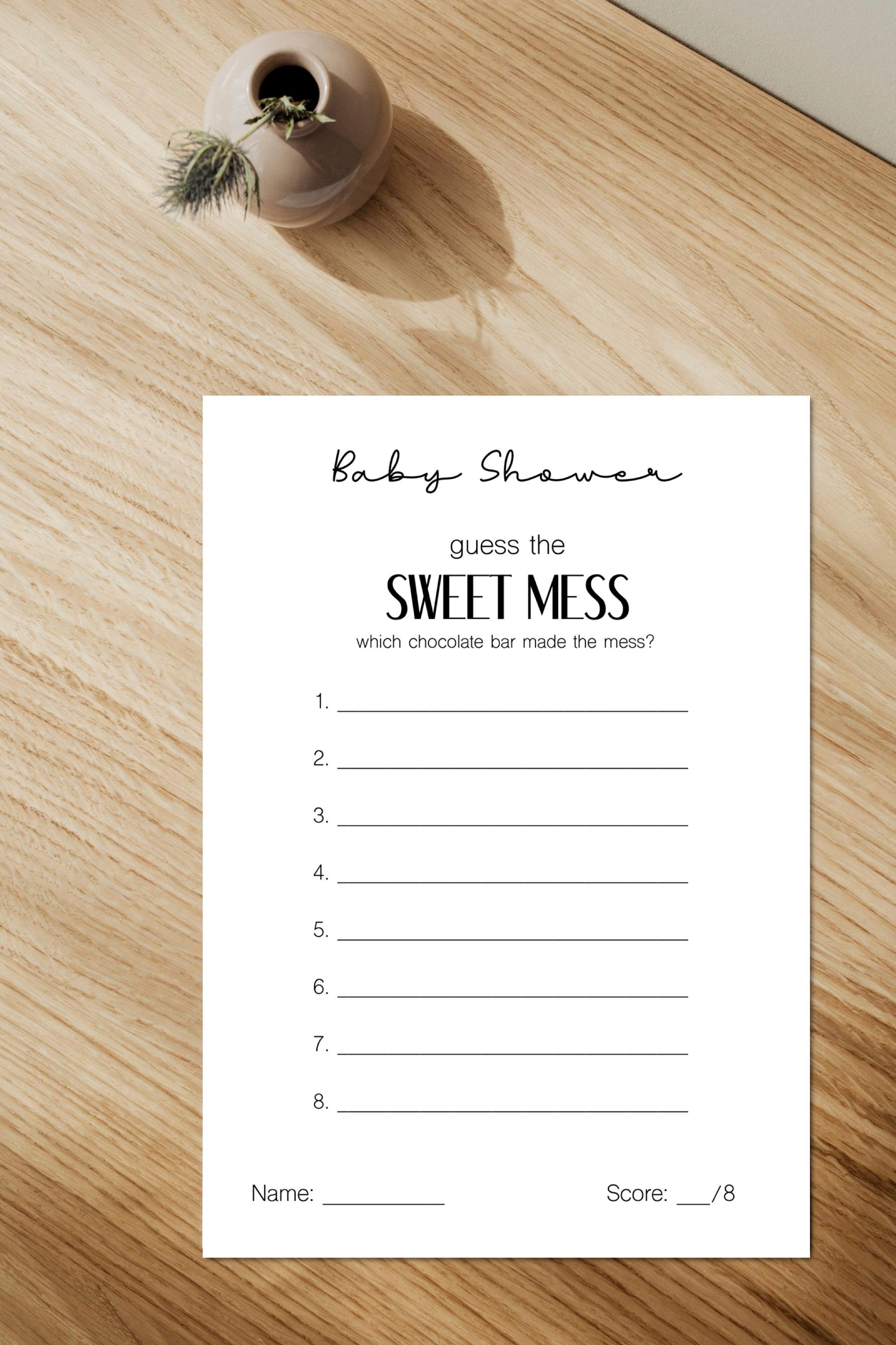 Baby Shower Games | Dirty Diaper Game | Dirty Nappy Game | Printable ...