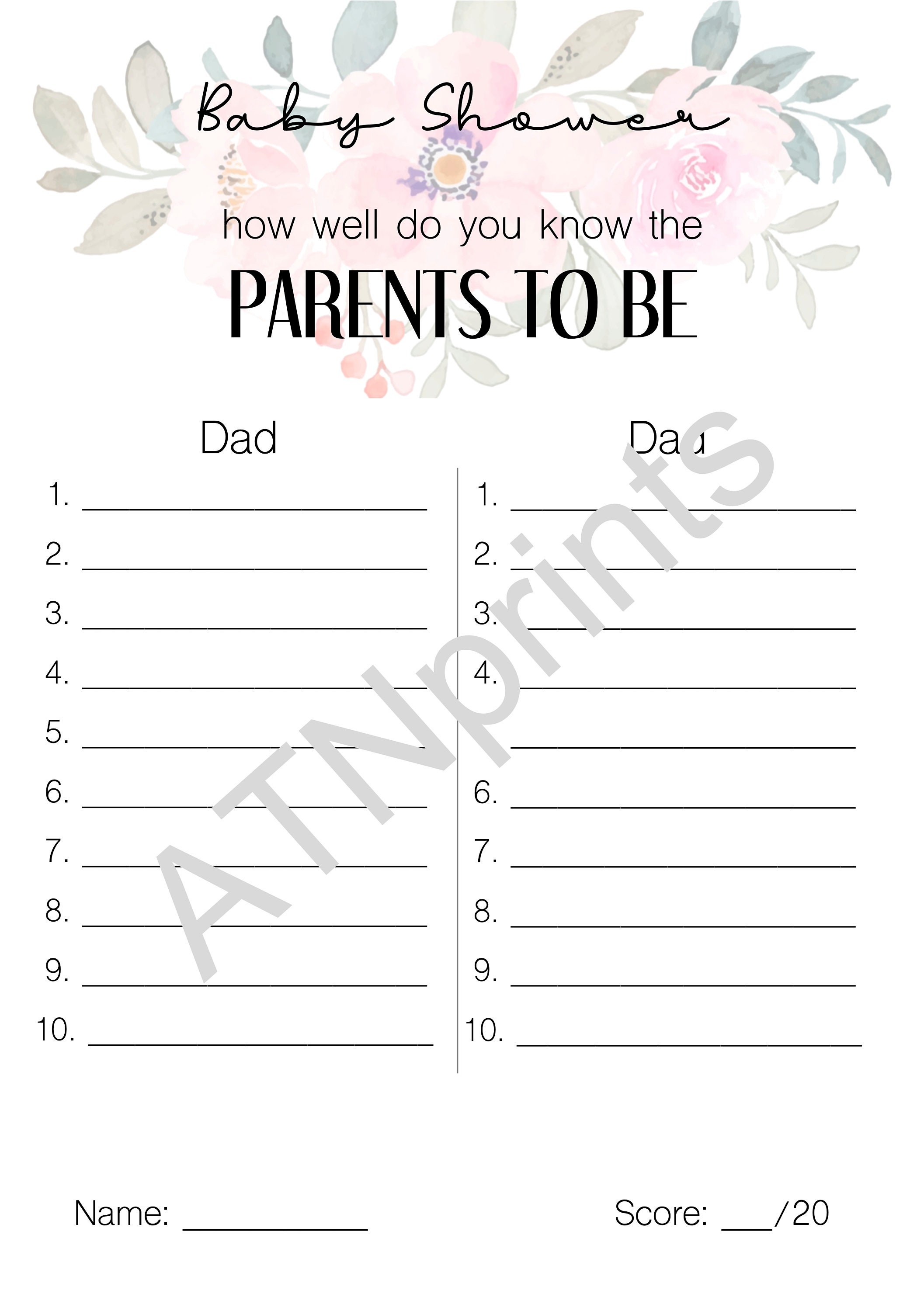 Baby Shower Games Parents Quiz Printable Download Pink - Etsy
