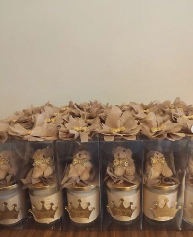 Luxury Baby Shower Glass Candle Favors Baptism Candle Favors Etsy