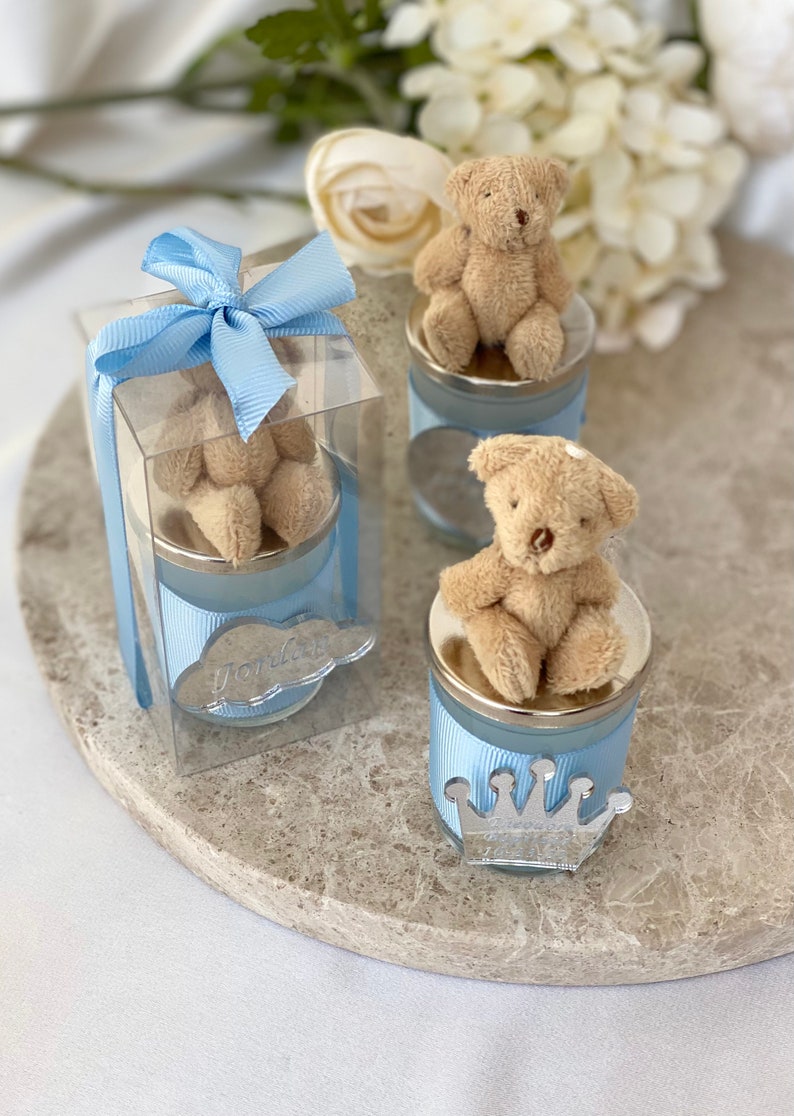 Luxury Baby Shower Glass Candle Favors Baptism Candle Favors Etsy