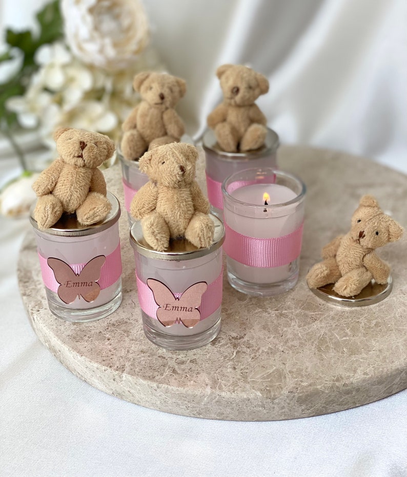 Luxury Baby Shower Glass Candle Favors Baptism Candle Favors Etsy