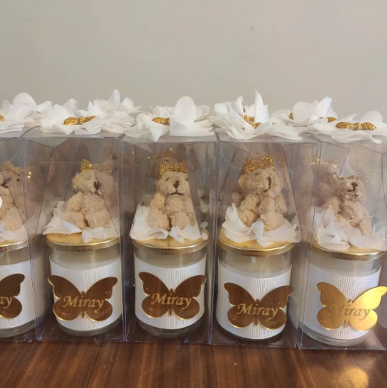 Luxury Baby Shower Glass Candle Favors Baptism Candle Favors Etsy