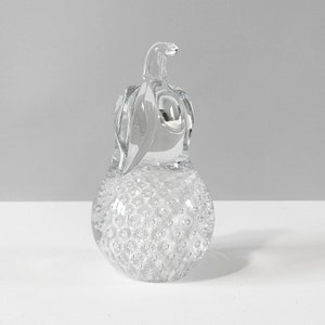 FM RONNEBY of Sweden. Silver inlay Pear-Shaped Paperweight with Controlled Bubbles. image 1