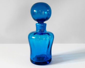 BLENKO Joel Myers 1960s Decanter. Blue Fluted Glass